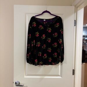 Floral Black Blouse